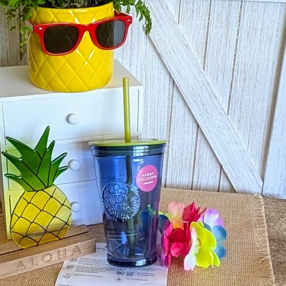 🌺 Starbucks Tumbler Hawaii Exclusive Collection Glass Cold Cup with Umbrella - Picture 2 of 8